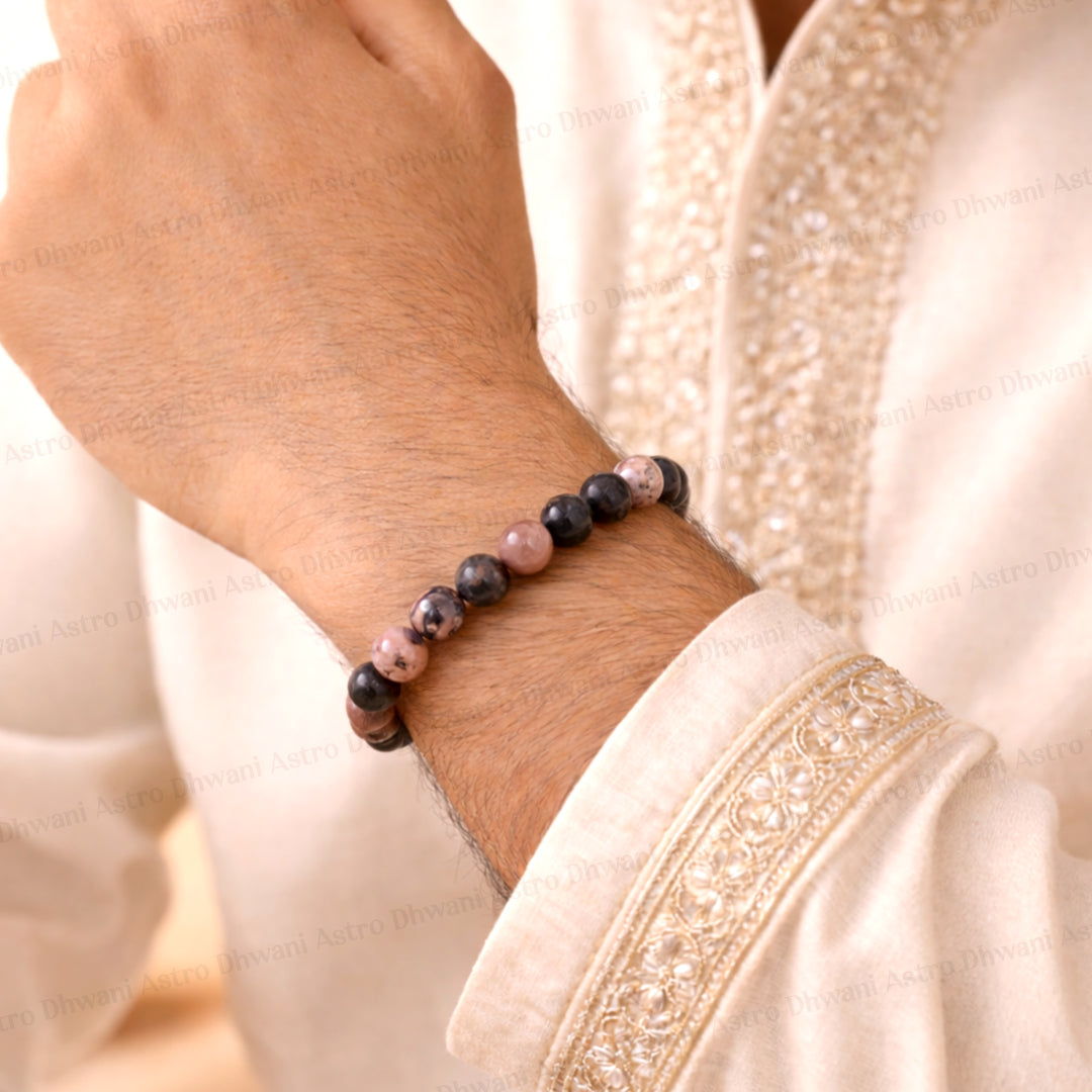 Rhodonite Stone Bracelet - Abhimantrit & Certified