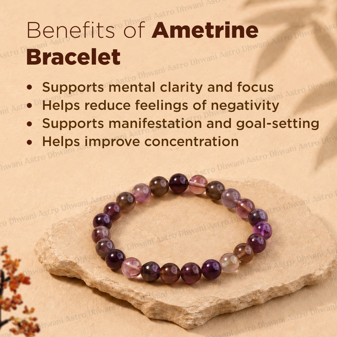 Natural Ametrine Crystal Bracelet | Balance, Focus & Abundance | Spiritual Gift