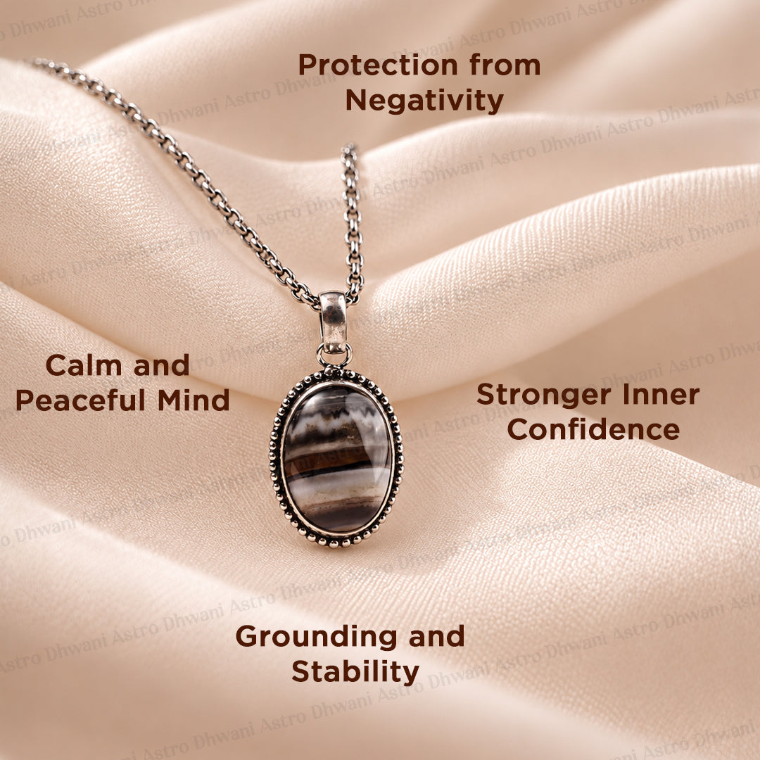 Sulemani Hakik Oval Stone Pendant - Abhimantrit & Certified