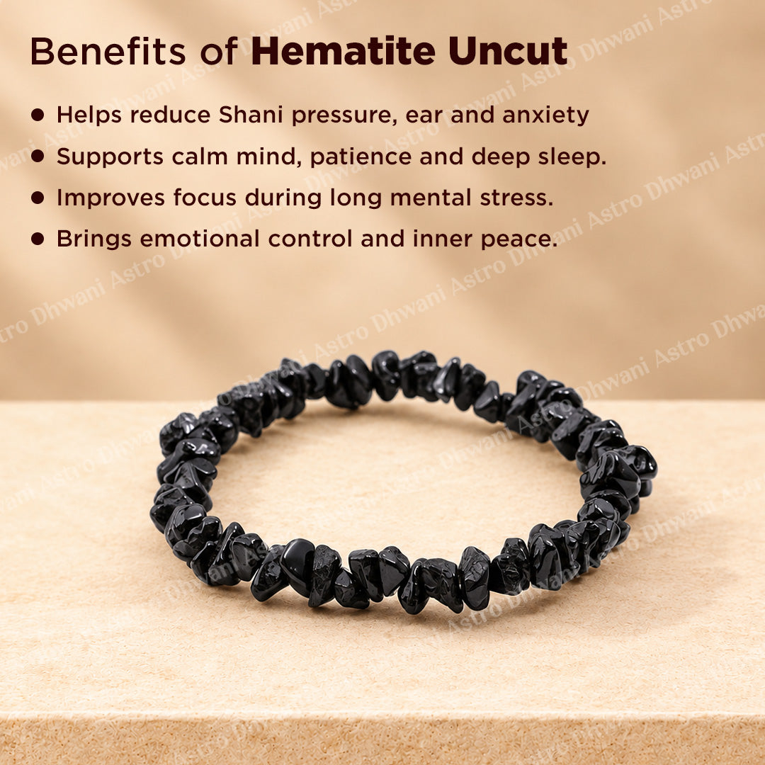 Hematite Uncut Crystal Bracelet - Abhimantrit & Certified