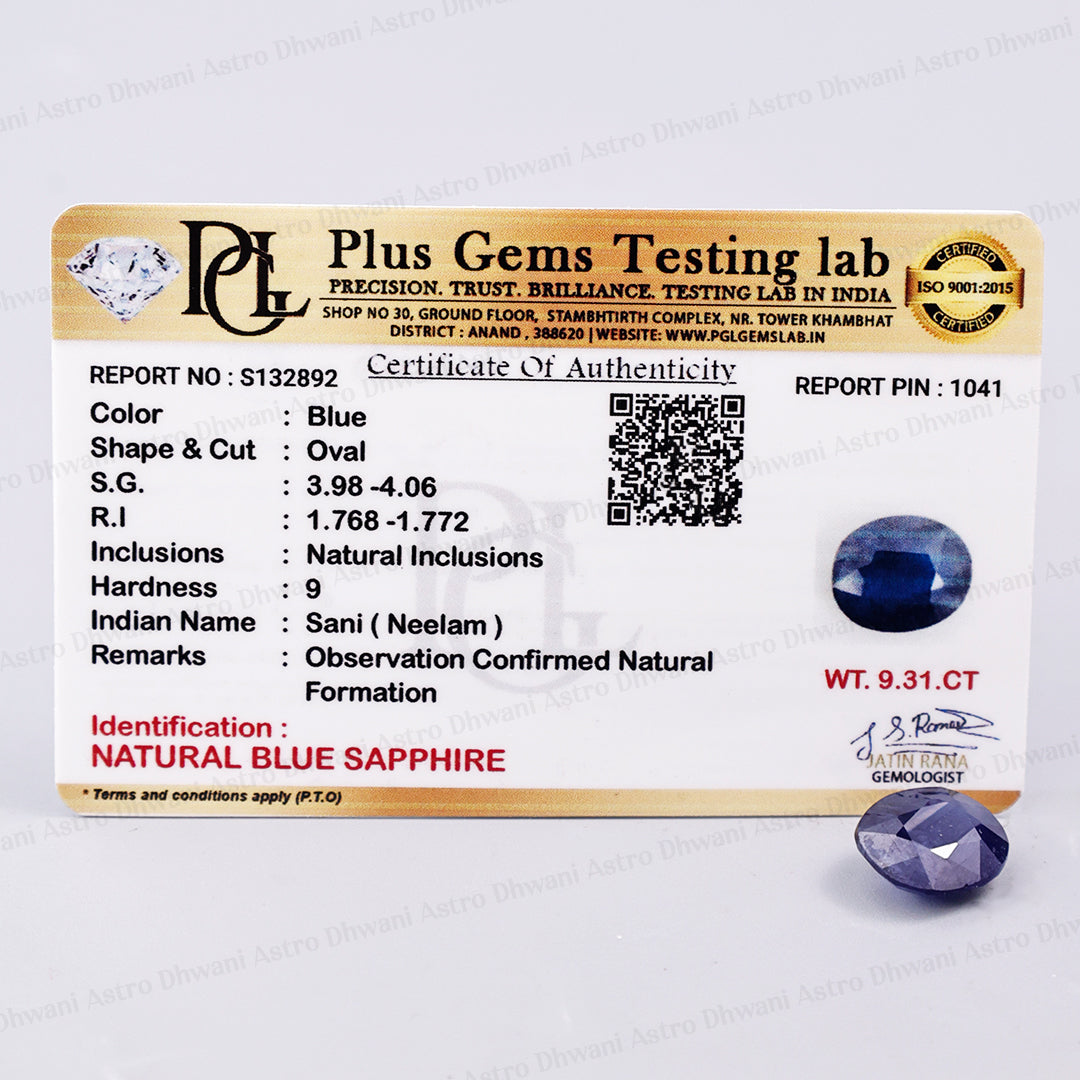 Blue Sapphire (Neelam) 9.31 Carat