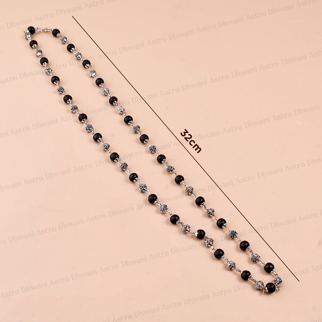 Silver Karungali Om Beads Mala Spiritual Prayer & Meditation