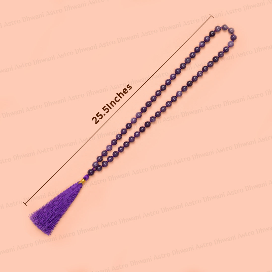 Natural Amethyst Ganth Mala | Handknotted Japa Mala for Puja, Yoga & Daily Wear