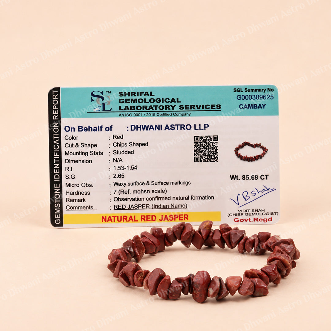 Red Jasper Uncut Bracelet for Strength, Stability & Grounding Energy - Abhimantrit & Certified