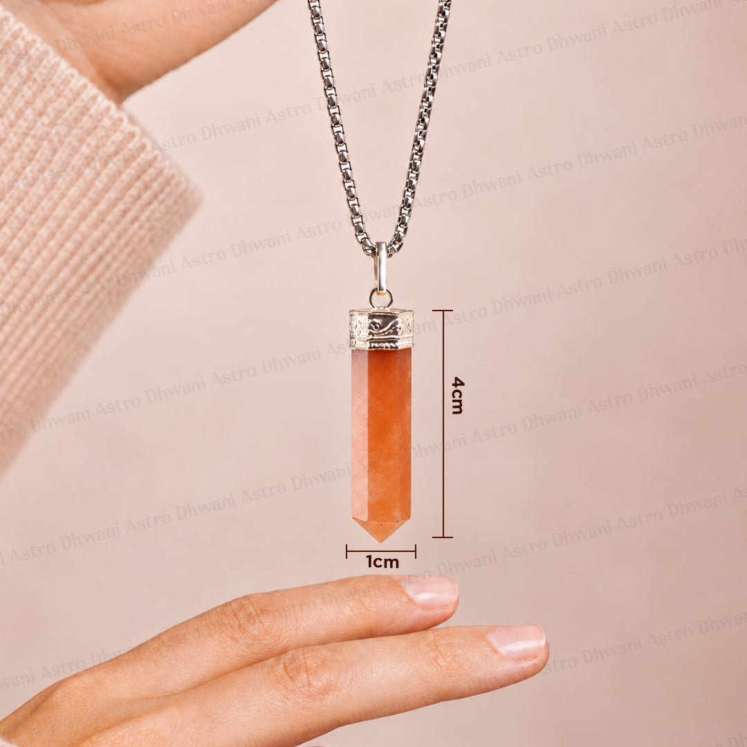 Red Aventurine Pencil Pendant - Abhimantrit & Certified