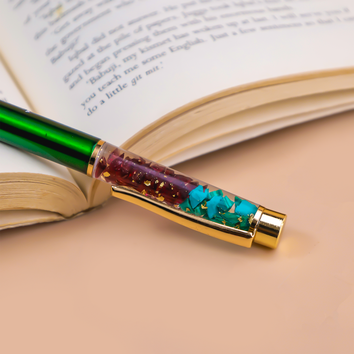 Malachite and Amethyst Pen