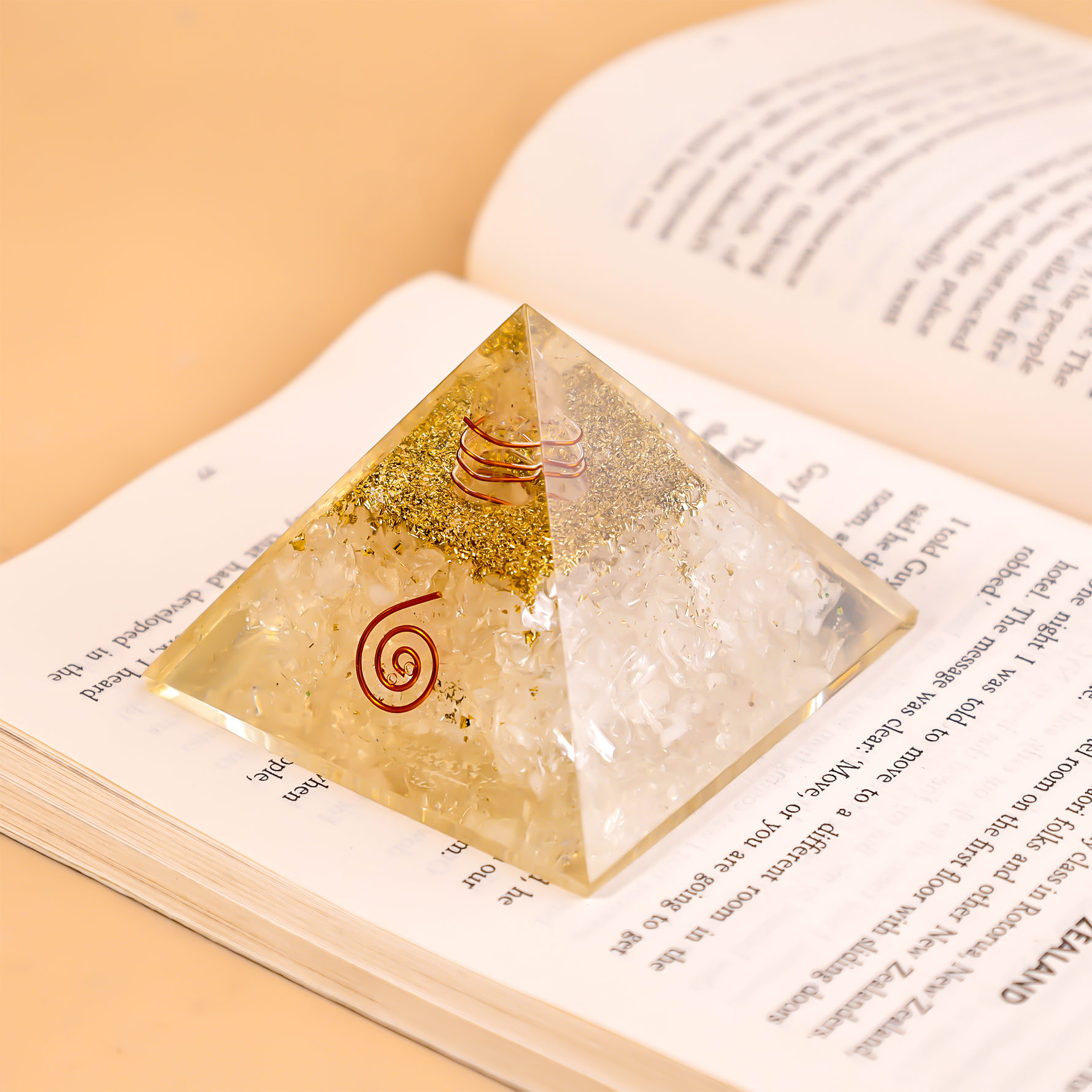 Selenite Pyramid with Shri YantraSelenite Pyramid with Shri Yantra