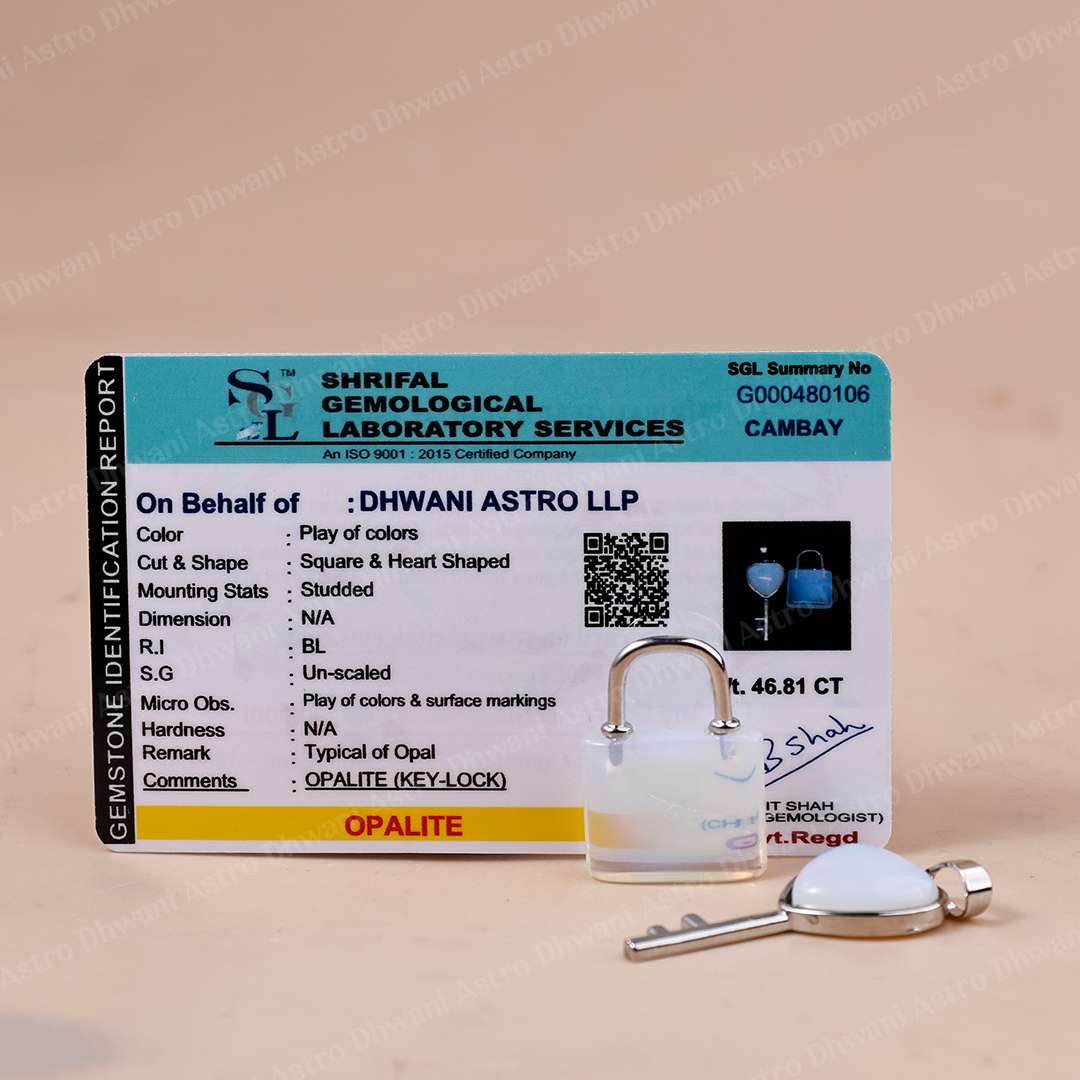 Opalite Lock And Key Pendant -Abhimantrit & Certified