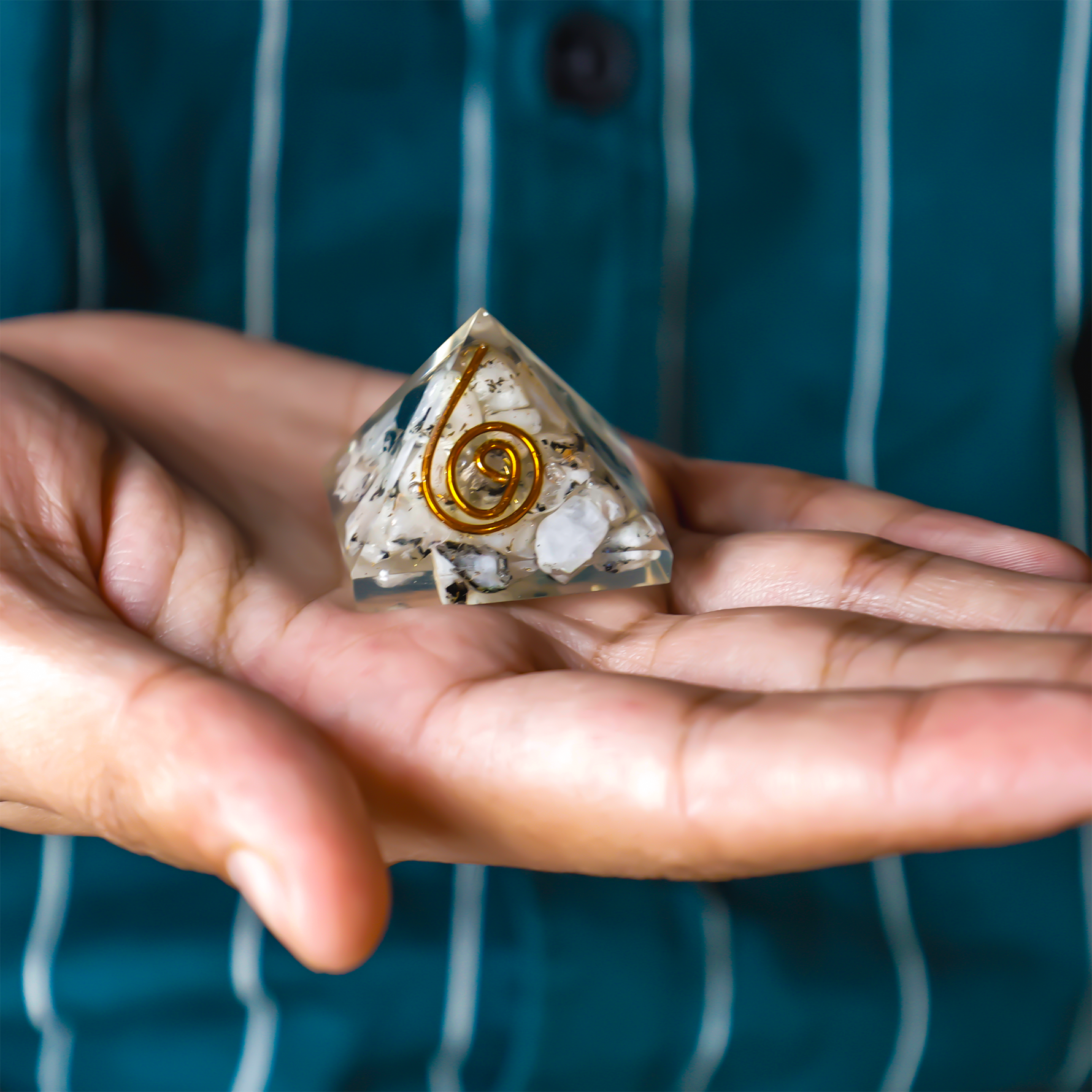 Moonstone Orgonite PyramidMoonstone Orgonite Pyramid - Abhimantrit