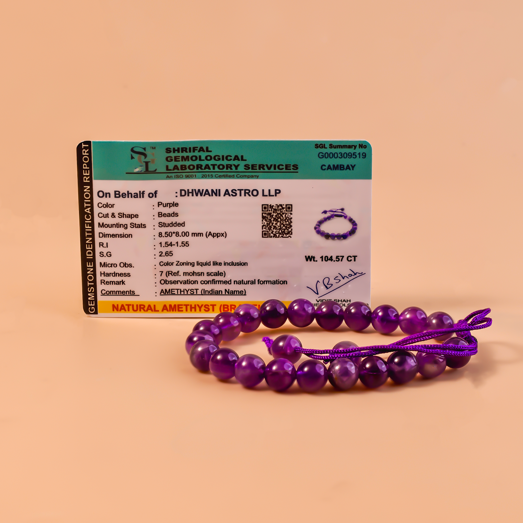 Attract Luck, Enhance Intuition, Improve Health & Skin: Amethyst Thread Bracelet - Abhimantrit & Certified