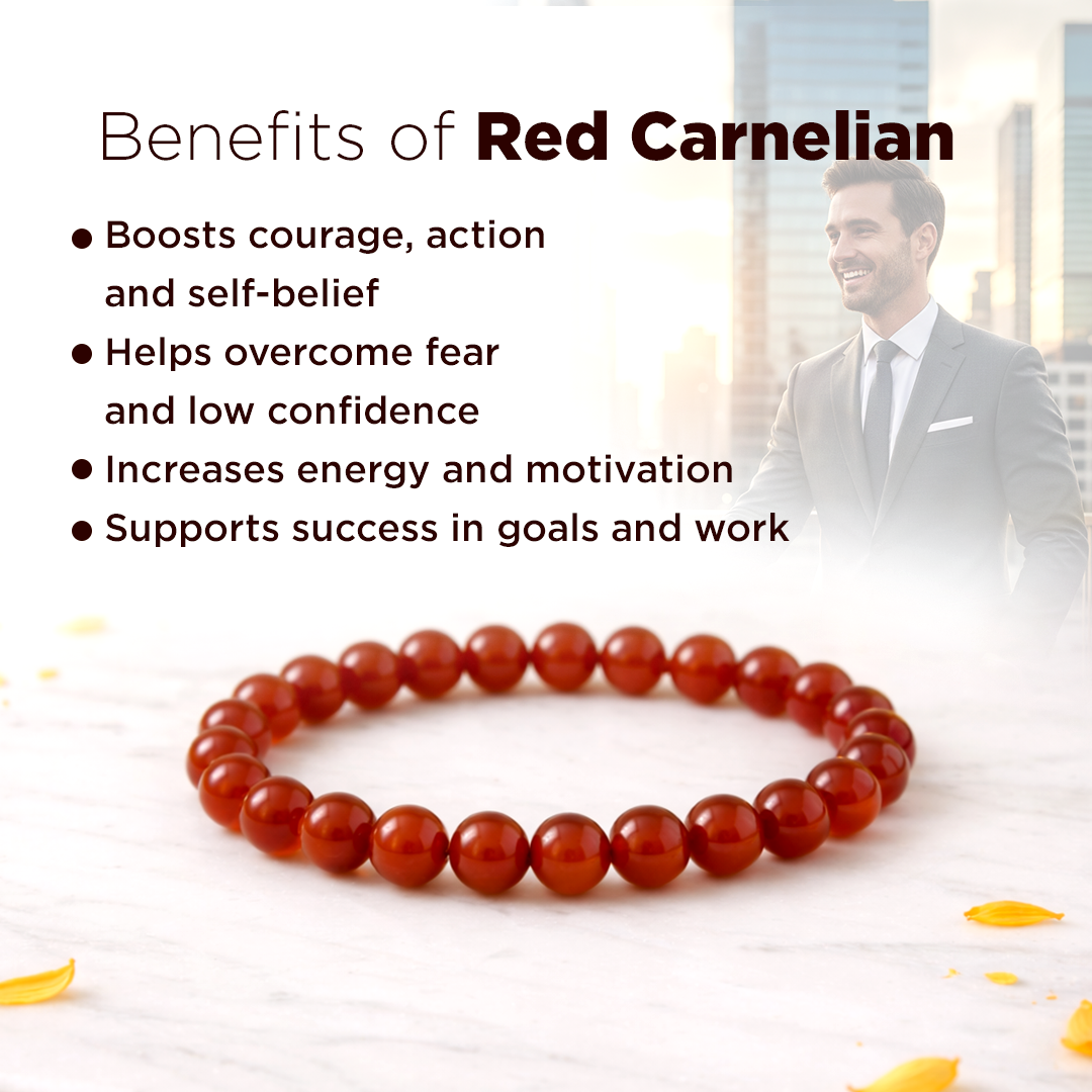 Red Carnelian Bracelet For Mangal Sun Strength Abhimantrit