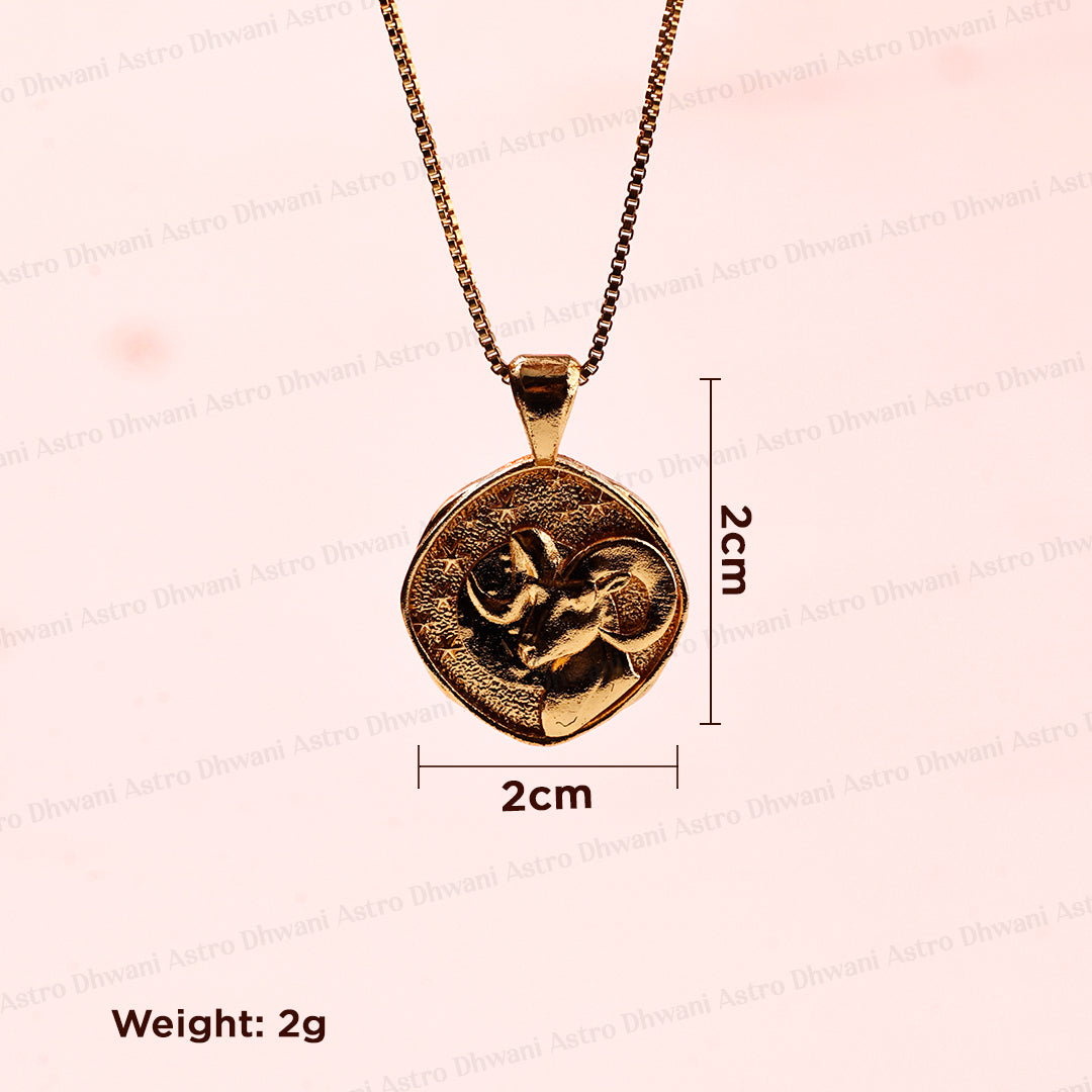 Aries Zodiac Sign Gold Plated Pendant for Boost Confidence