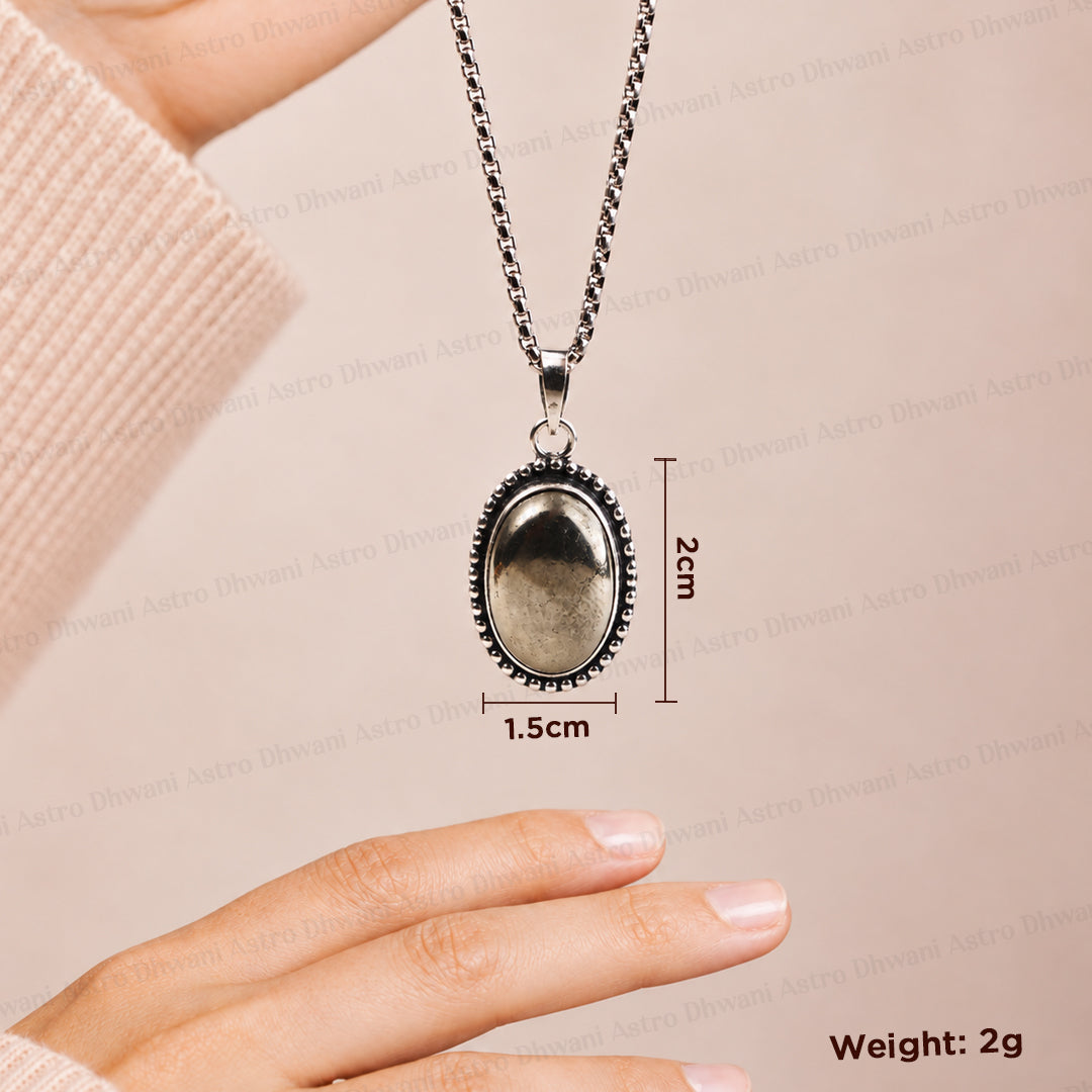 Pyrite Oval stone Pendant - Abhimantrit & Certified