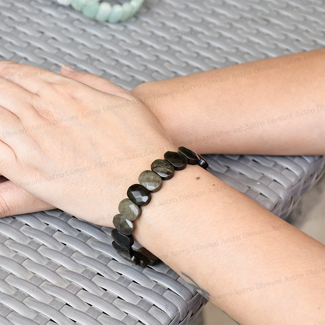 Negative and Evil Protection: Black Onxy Emerald Cut Bracelet - Abhimantrit & Certified