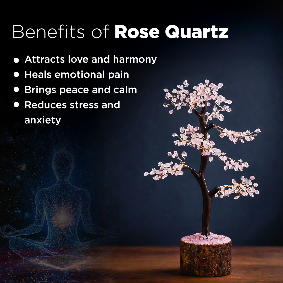 Improve Love, Relationship & Emotional Connection: Rose Quartz Tree - Abhimantrit