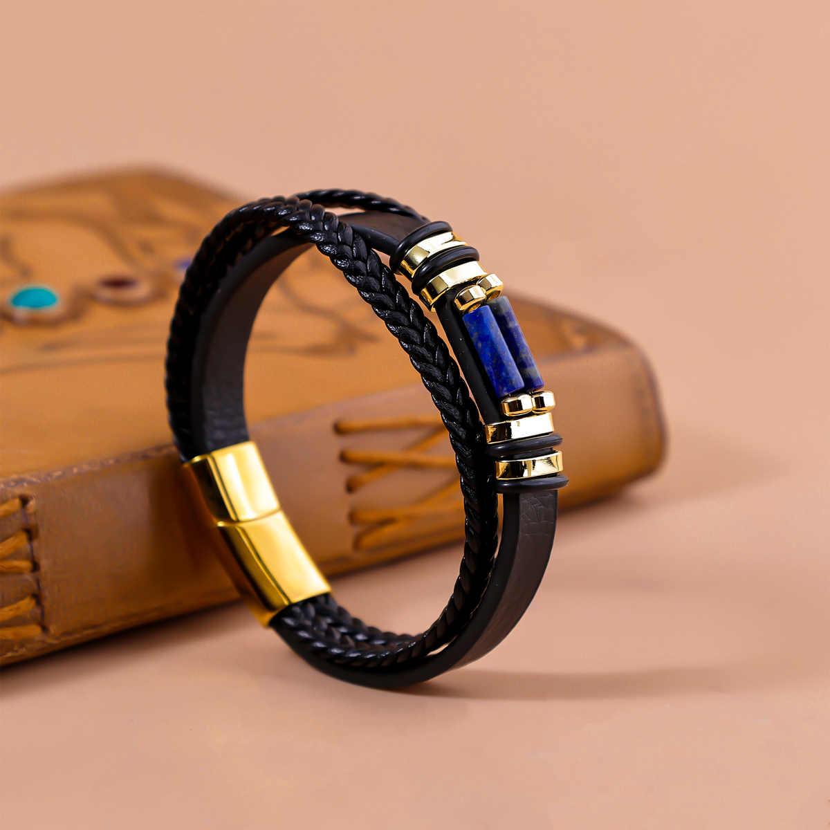 Lapis Lazuli Leather Bracelet