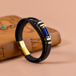 Lapis Lazuli Leather Bracelet