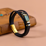 Green Aventurine Leather Bracelet