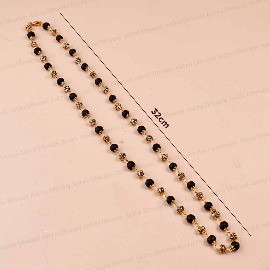 Golden Karungali Om Beads Mala for Prayer, Meditation & Spiritual Worship