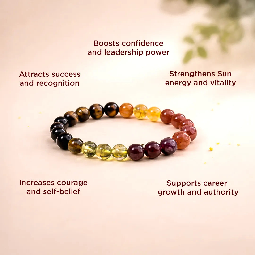 Leo Zodiac Bracelet – Natural Multi Stone Bracelet for Confidence – Abhimantrit