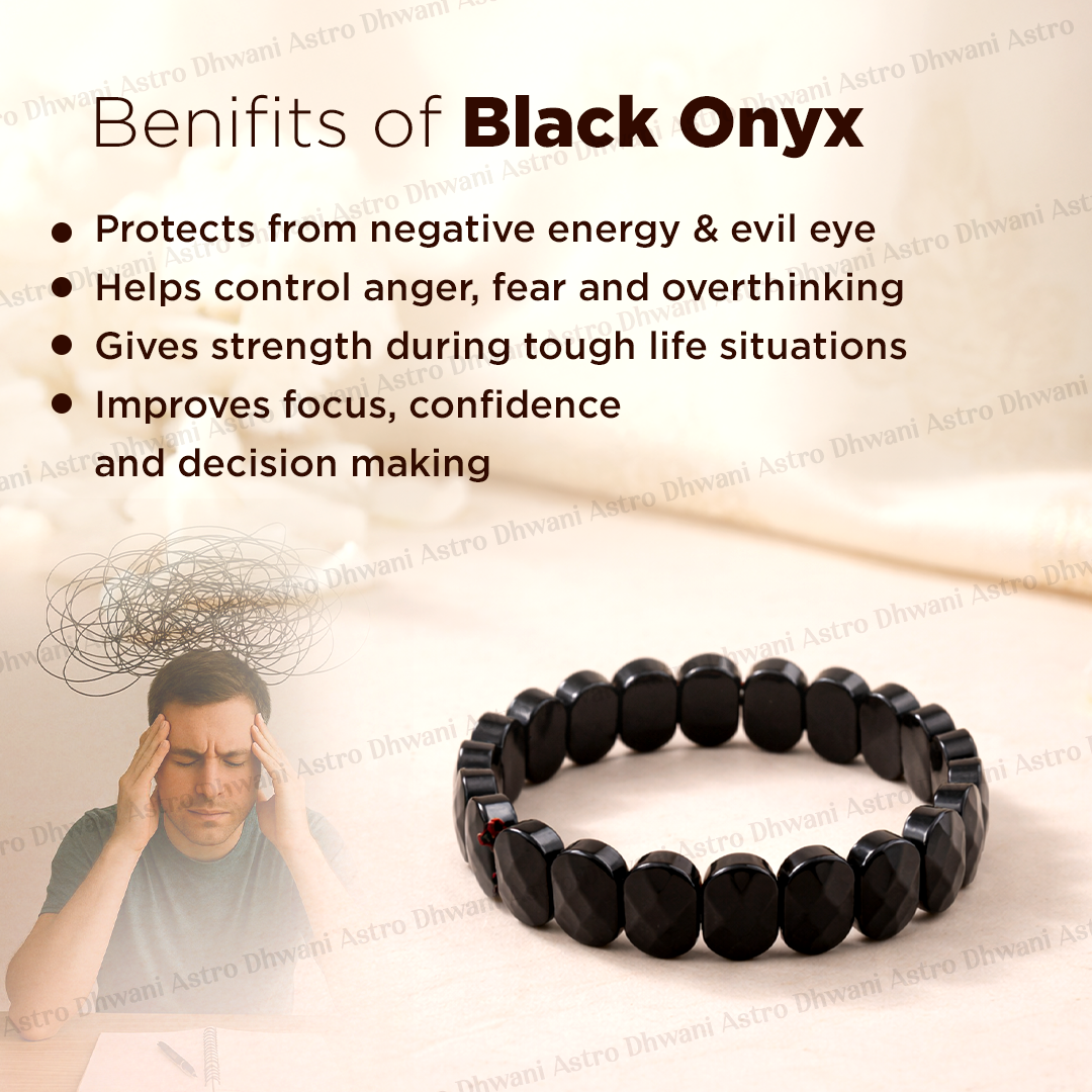 Negative and Evil Protection: Black Onxy Emerald Cut Bracelet - Abhimantrit & Certified