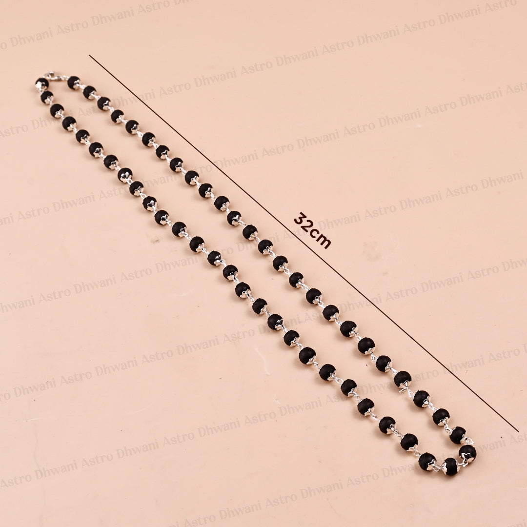 Silver Karungali Malai Jap Mala for Prayer, Meditation & Spiritual Worsh