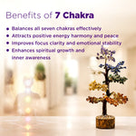 7 Chakra tree with benefits listed on a blurred background