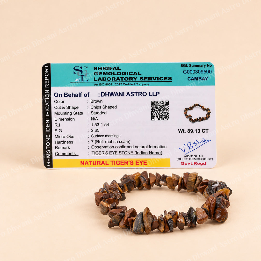 Tiger Eye Uncut Bracelet For Protection Confidence Focus - Abhimantrit & Certified