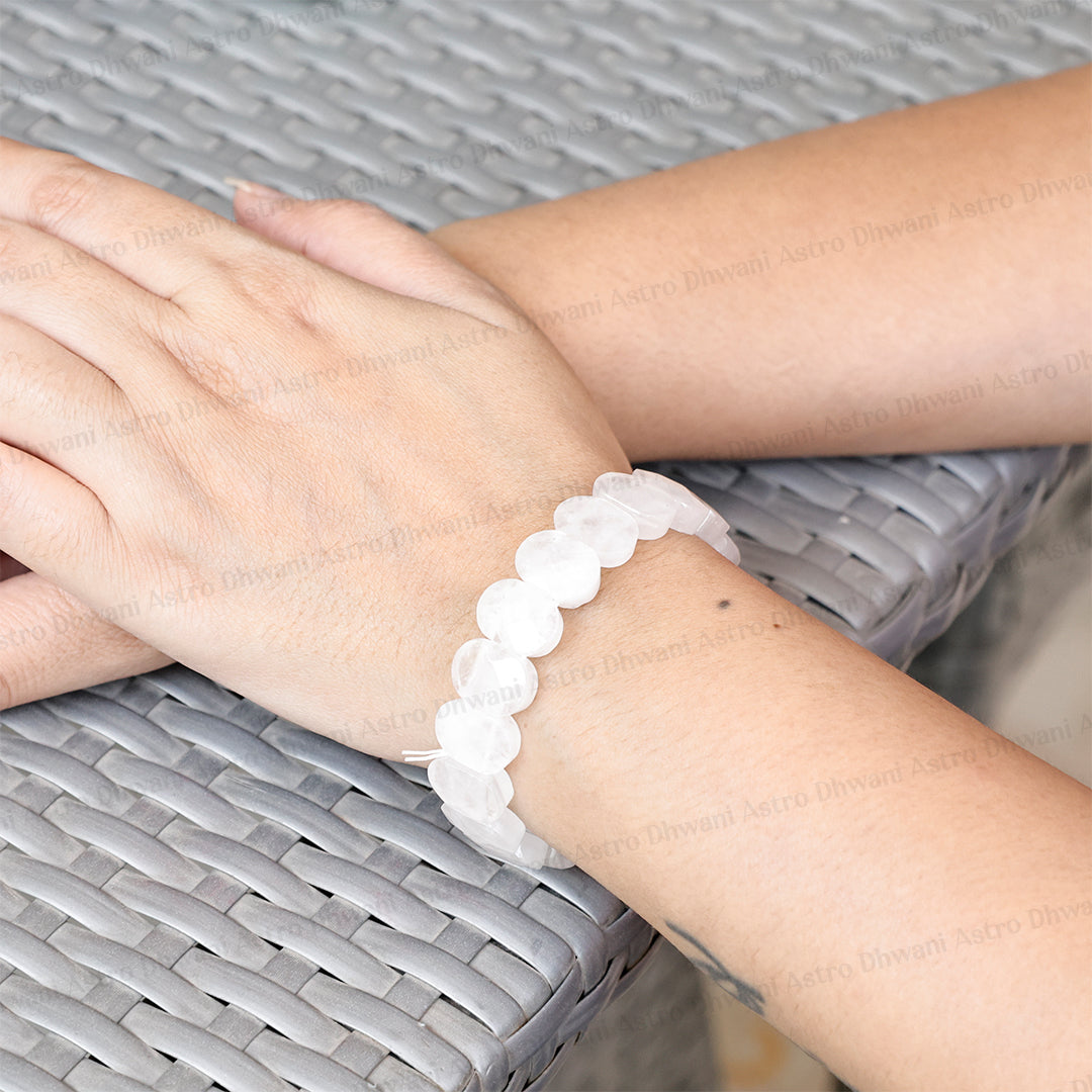Removes Depression, Anger & Anxiety: Clear Quartz Emerald Cut Bracelet - Abhimantrit & Certified