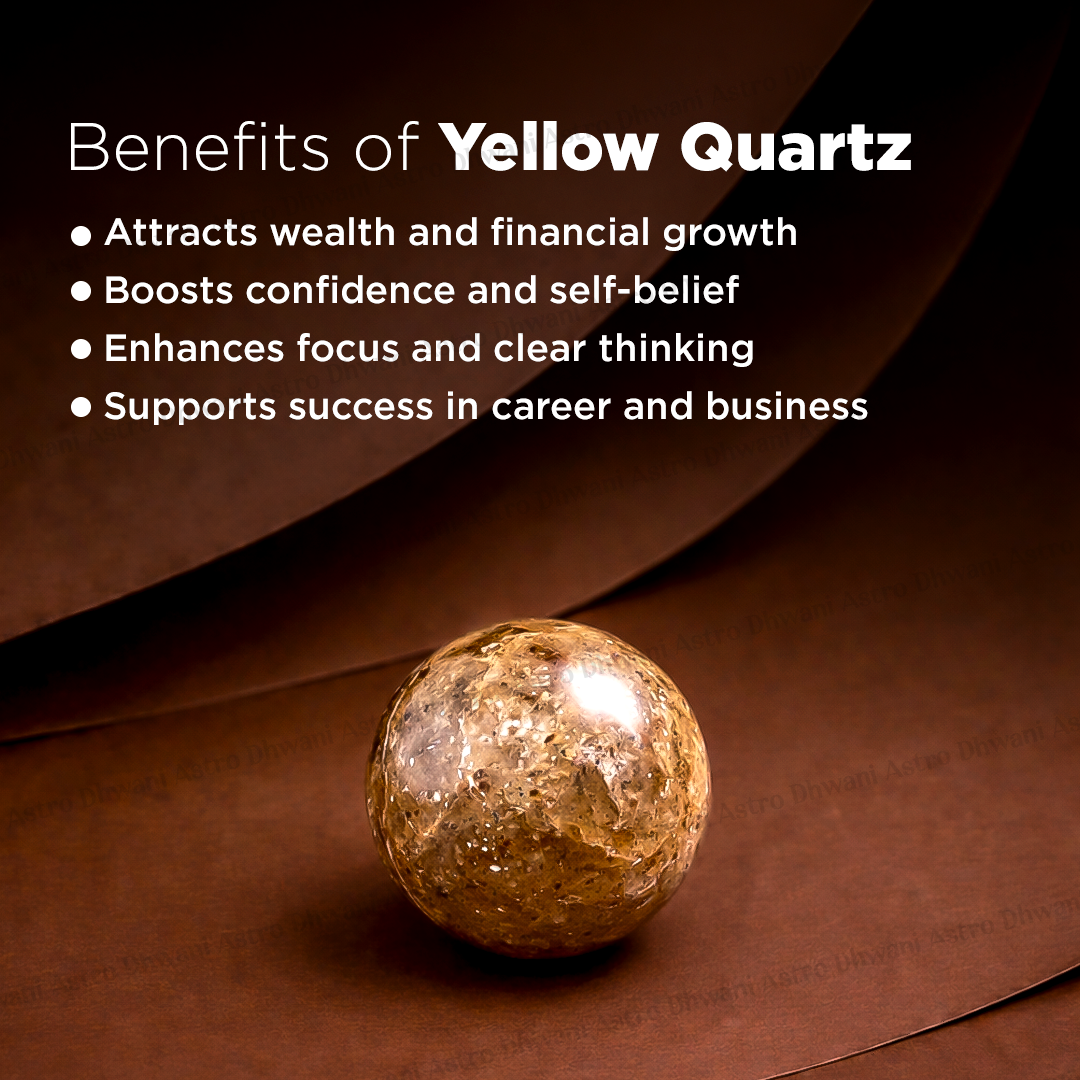 Natural Yellow Quartz Crystal Ball Abhimantrit Certified