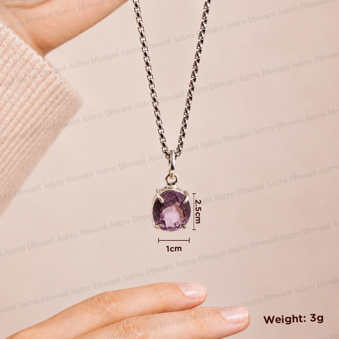 Attract Luck, Enhance Intuition, Improve Health & Skin: Amethyst Crystal Pendant - Abhimantrit & Certified