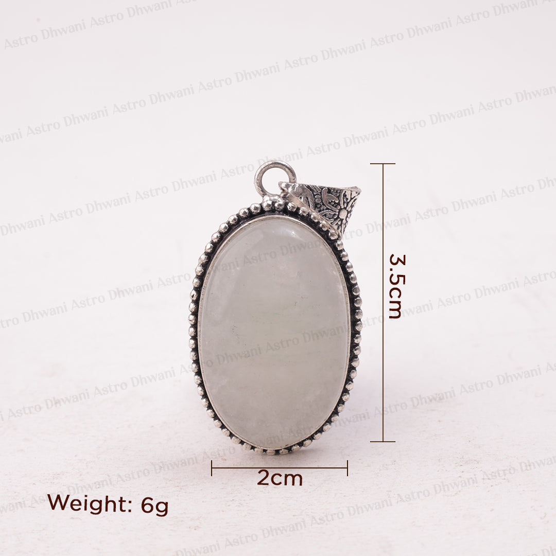 Green Aventurine Oval Stone Pendant - Abhimantrit & Certified