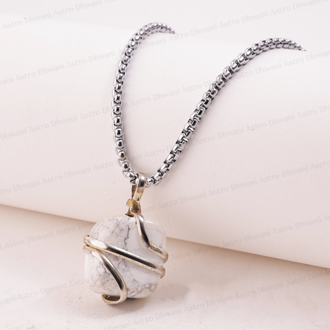 Howlite Wrapping Pendant ( Memory, Pain & Stress) - Abhimantrit & Certified
