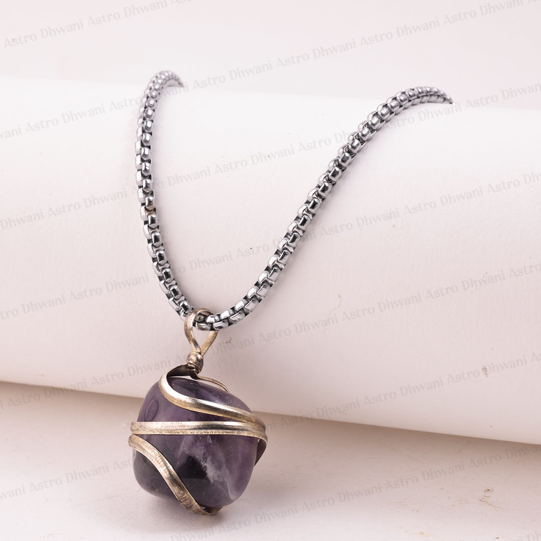 Amethyst Wrapping Pendant - Abhimantrit