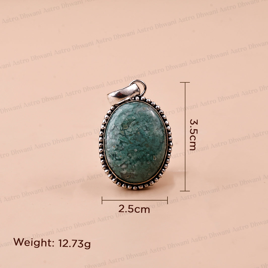 Green Jade Oval Stone Pendant - Abhimantrit & Certified