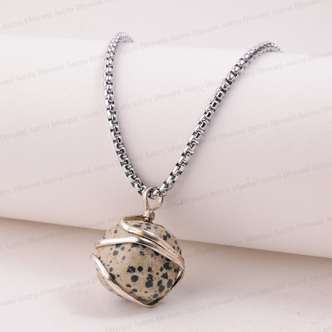 Dalmatian Jasper Wrapping Pendant - Abhimantrit & Certified
