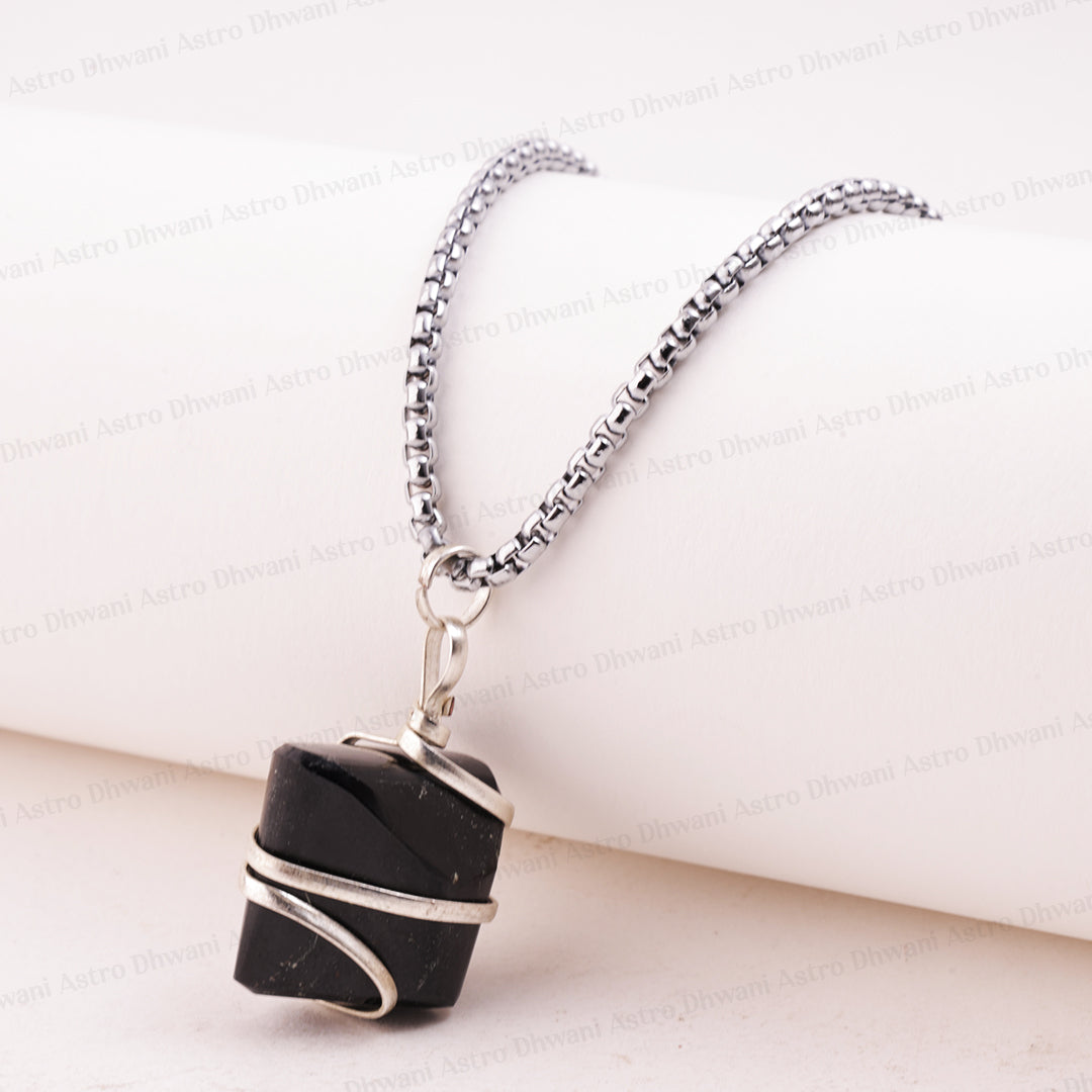 Black Tourmaline Wrapping Pendant (Psychic Attacks & Negative Energy) - Abhimantrit & Certified