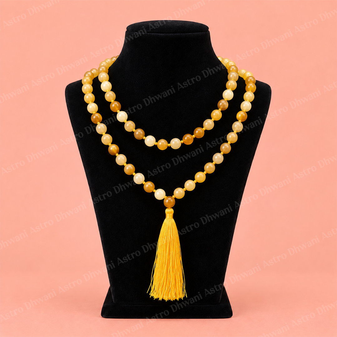 Yellow Aventurine Ganth Mala Japa Mala ,Meditation Puja Spiritual  Practice