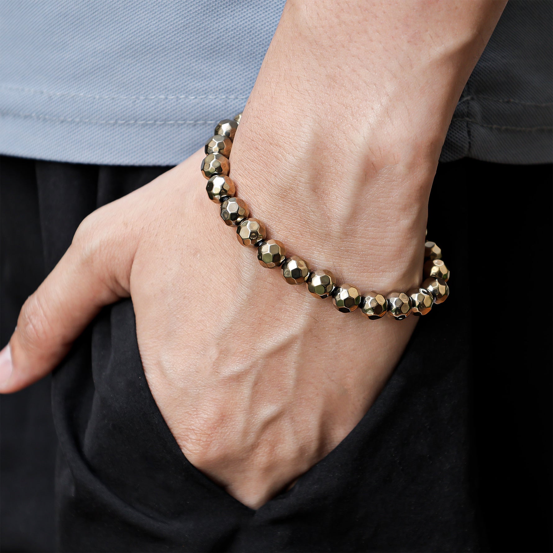 Pyrite Diamond Cut Bracelet