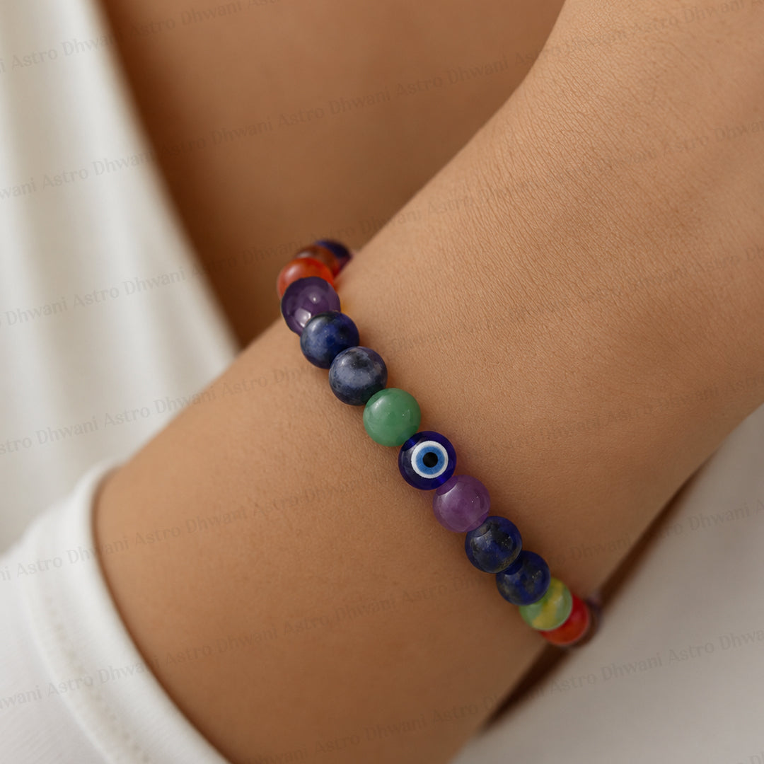 7 chakra with evil eye bracelet-Abhimantrit & Certified