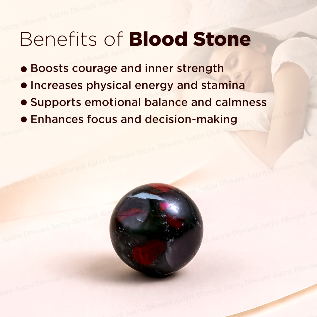 Natural Blood Stone Crystal Ball Abhimantrit Certified