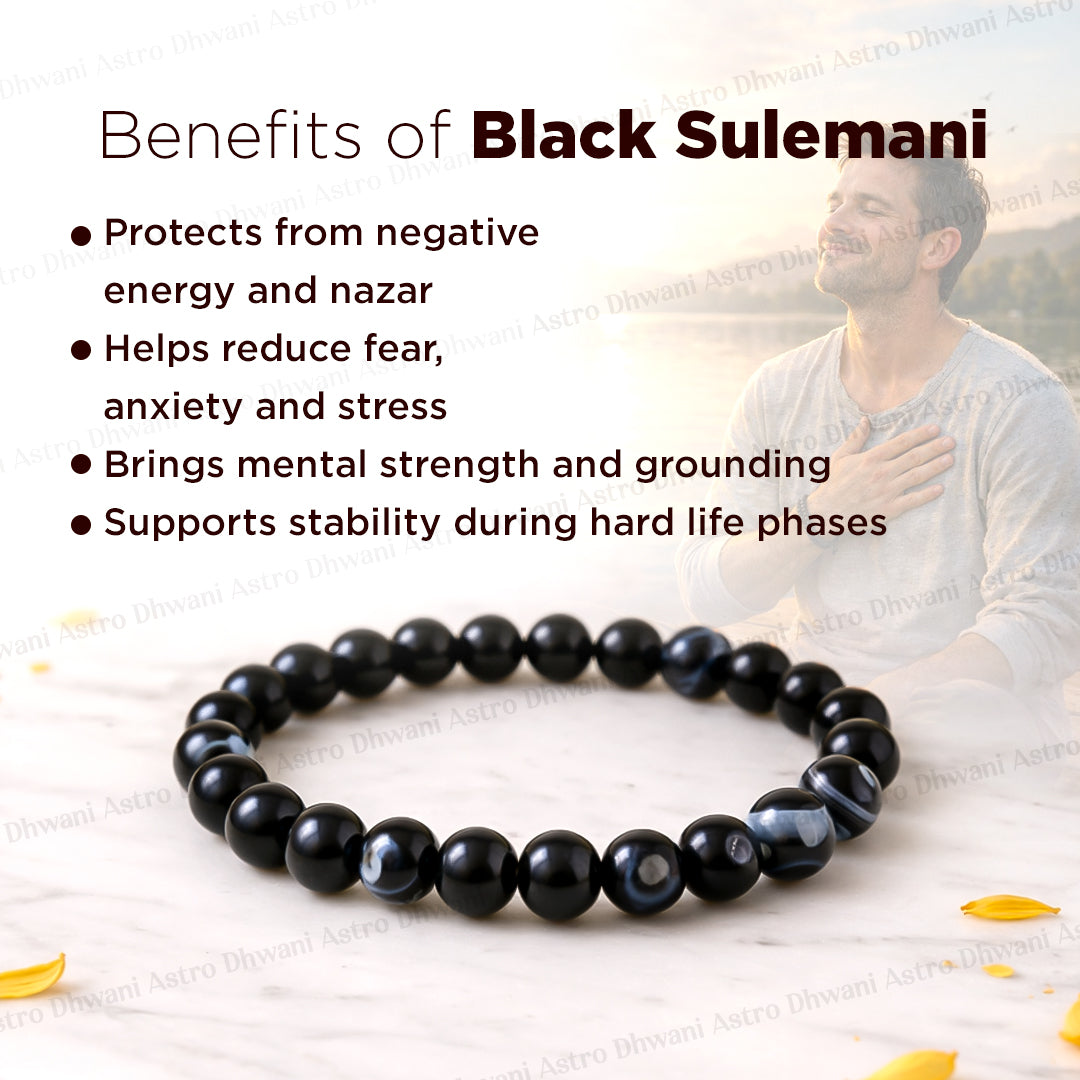 Negative Energy & Tantra Mantra Protection: Black Sulemani Bracelet - Abhimantrit & Certified