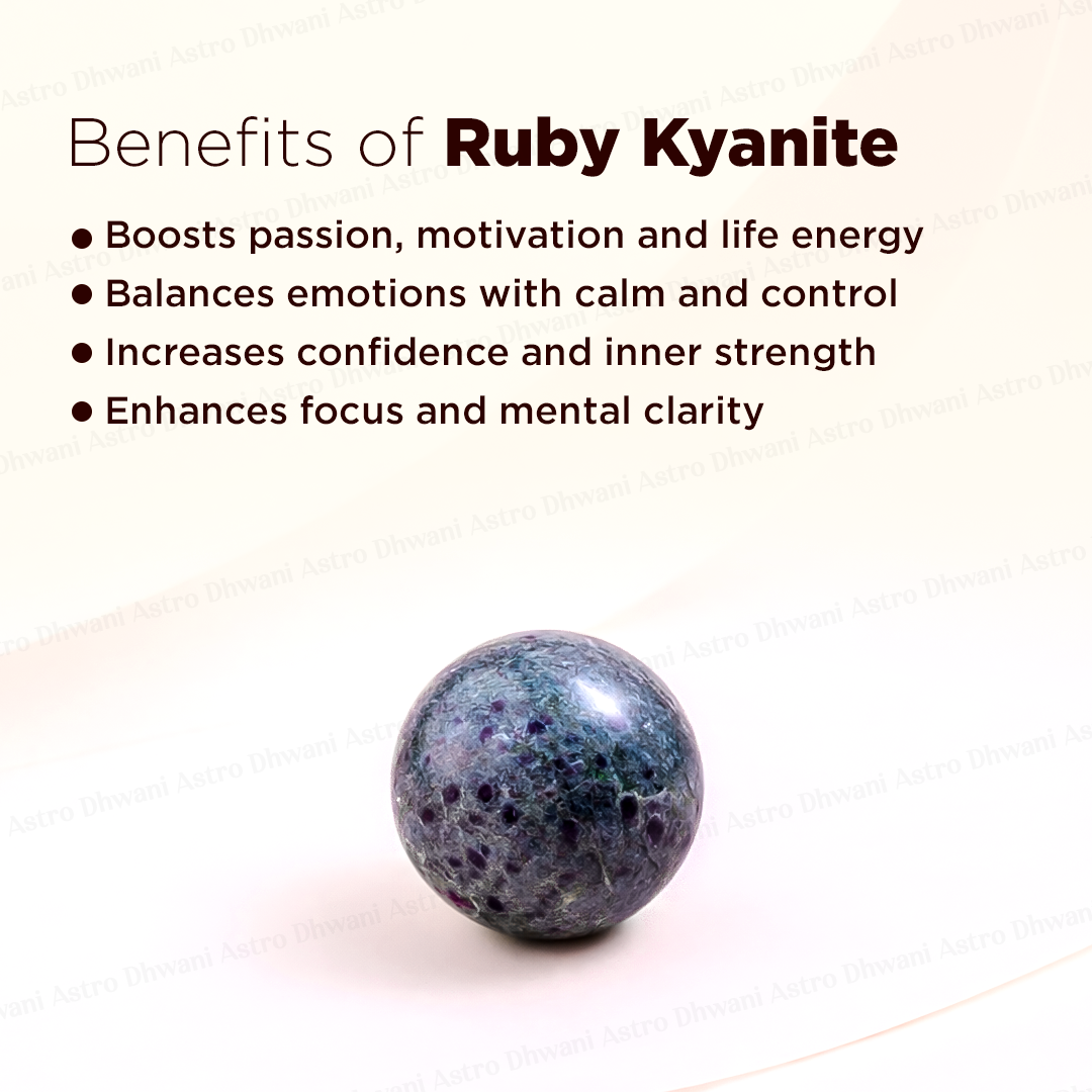 Natural Ruby Kyanite Crystal Ball Abhimantrit Certified