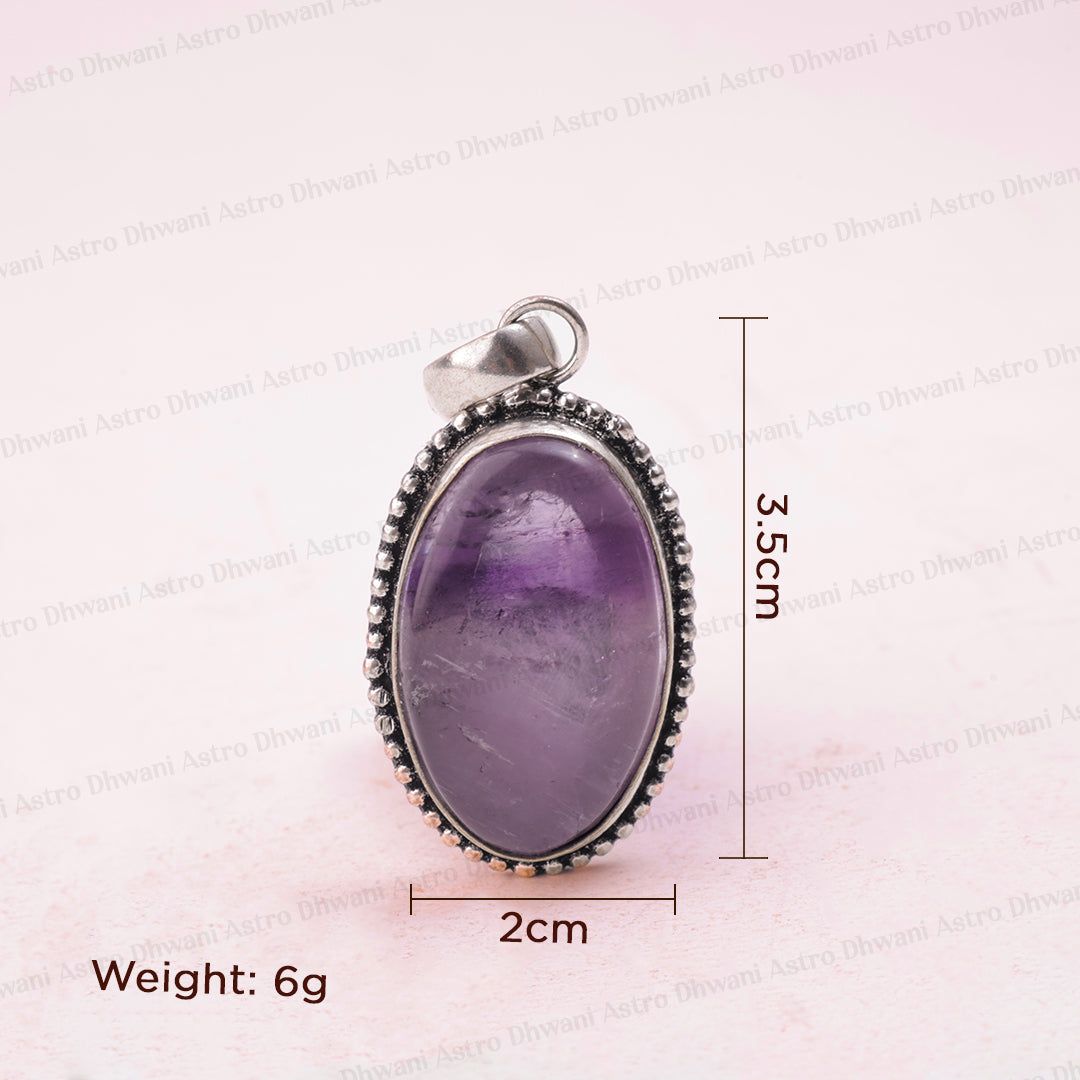Amethyst Oval Stone Pendant - Abhimantrit & Certified
