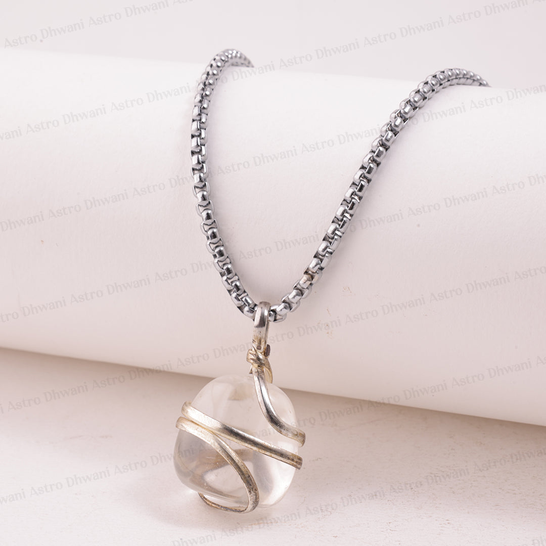 Clear Quartz Wrapping Pendant - Abhimantrit
