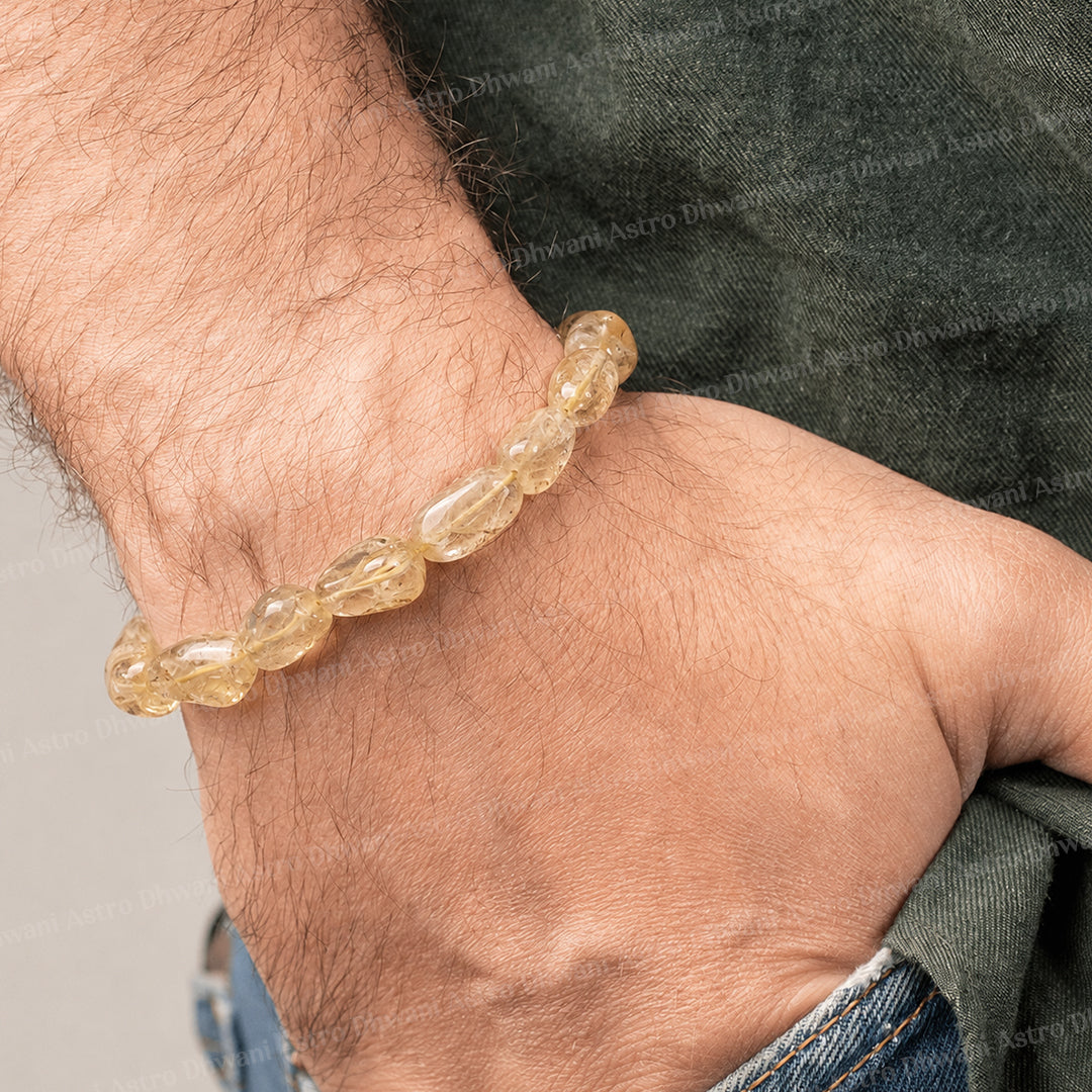 Money and Wealth Attract: Yellow Citrine Tumble Bracelet - Abhimantrit & Certified