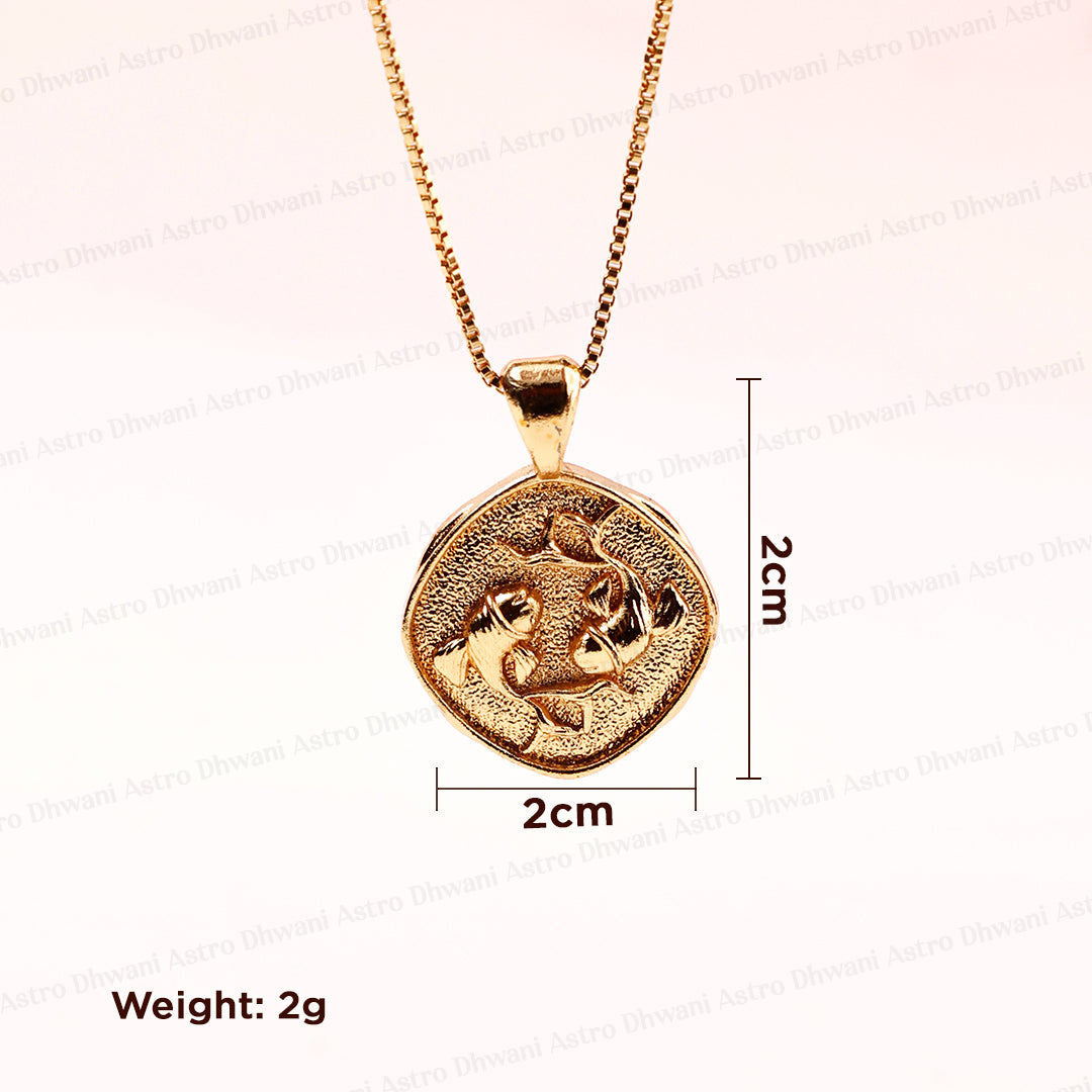 Pisces Zodiac Sign Gold Plated Pendant for Energy & Emotional Healing
