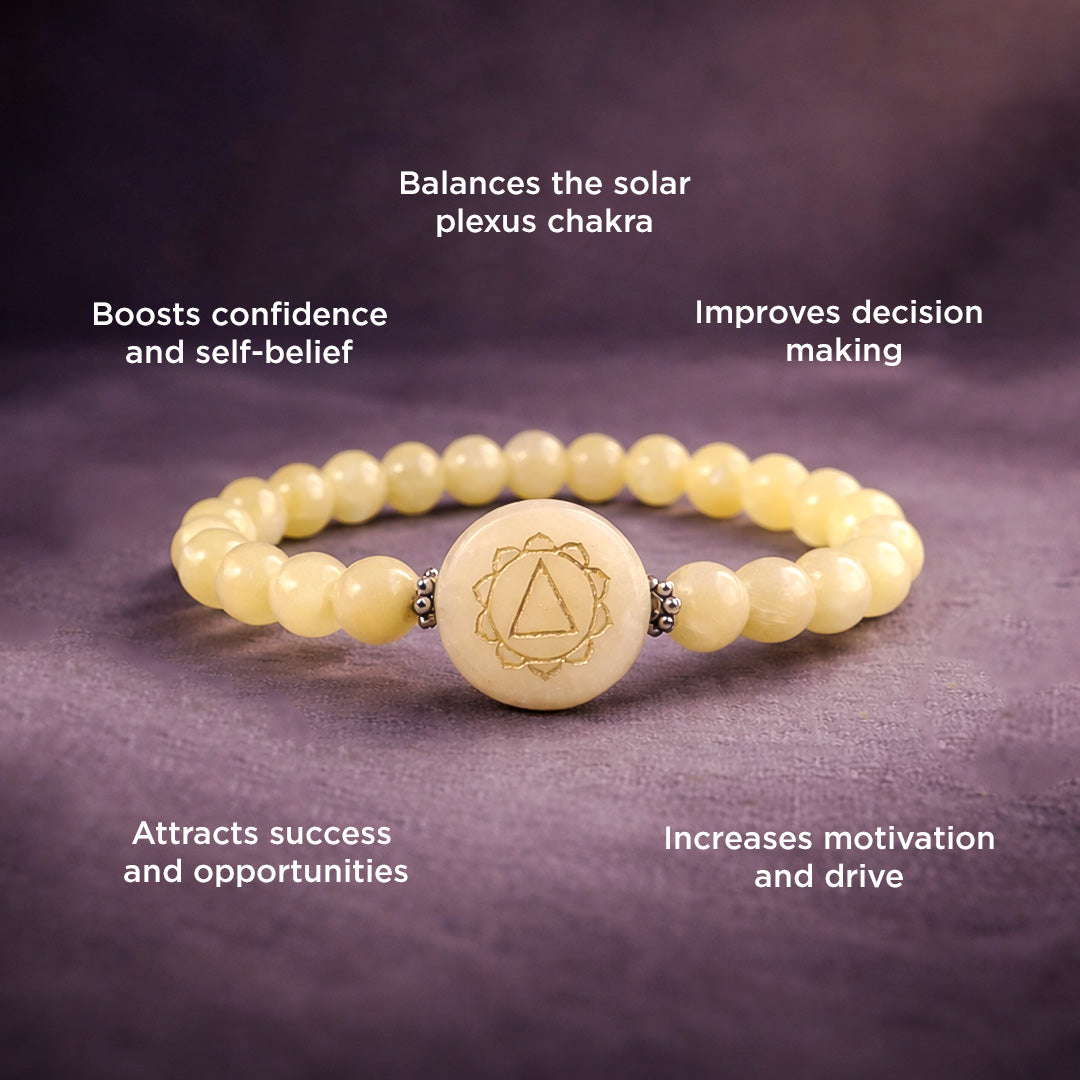 Yellow Calcite Stone Chakra Bracelet - Abhimantrit & Certified