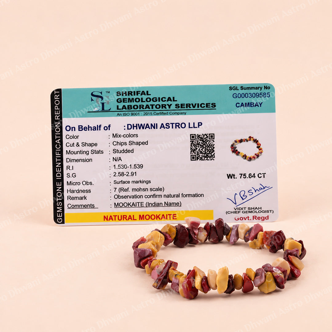 Mookaite Jasper Uncut Crystal Bracelet - Abhimantrit & Certified