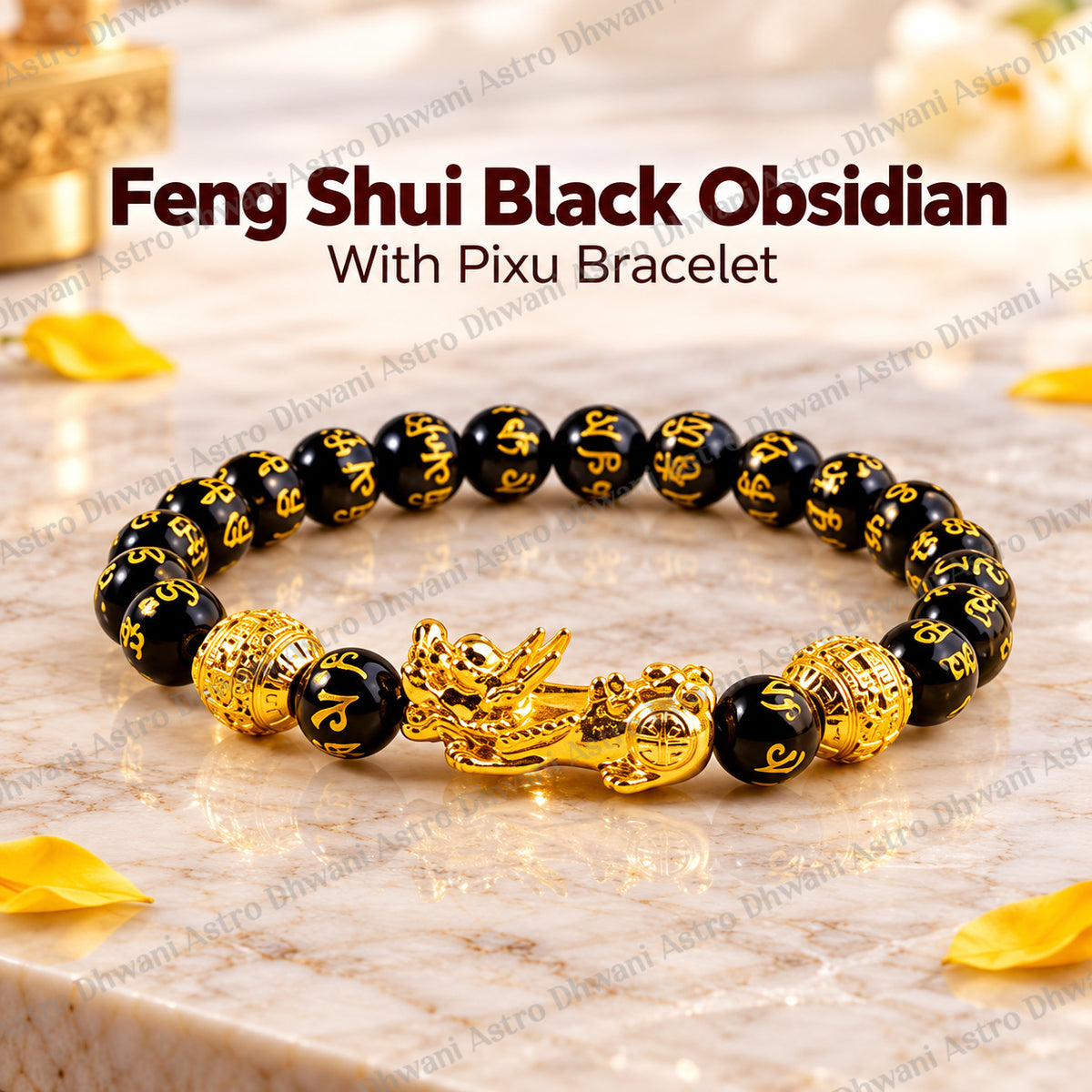 Finance & Wealth Enhancer: Feng shui Black Obsidian with Pixu Bracelet  - Abhimantrit & Certified